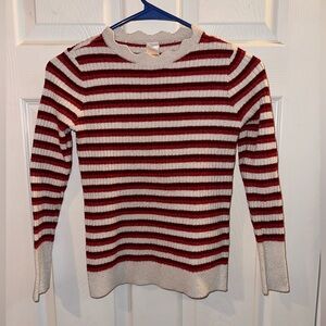 Nordstrom Burgundy and Cream Striped Sweater